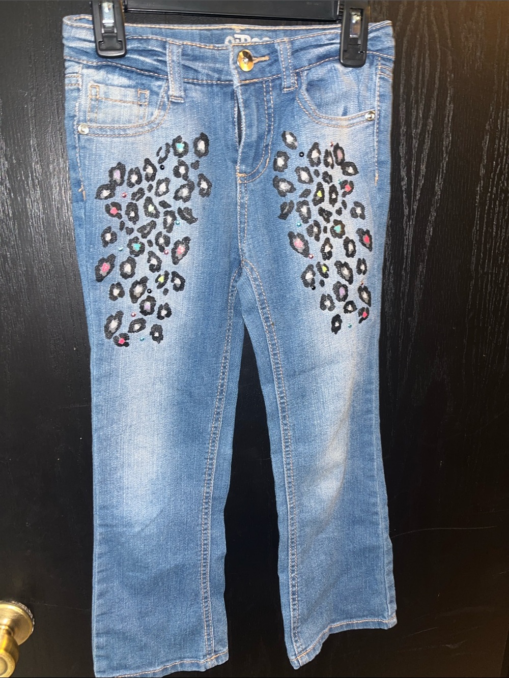 Circo Blue Denim Boot Cut Jeans with Leopard Spot Accents